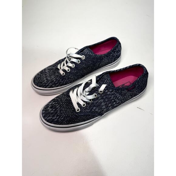 Vans Camden Stripe Womens 7.5 Sneakers Black Gray Jacquard Casual Slip On Shoes - Picture 2 of 7